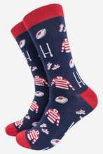Load image into Gallery viewer, Men's Bamboo Socks - Navy Blue, Rugby

