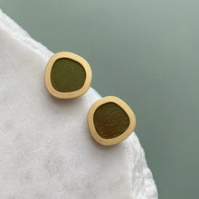 Load image into Gallery viewer, Coloured/Gold Circle Geometric Stud Earrings
