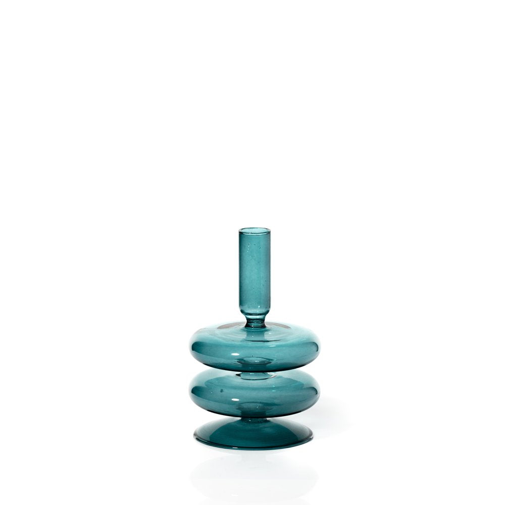 Glass Candle Holder - Teal