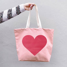 Load image into Gallery viewer, Heart Pink Canvas Tote Bag
